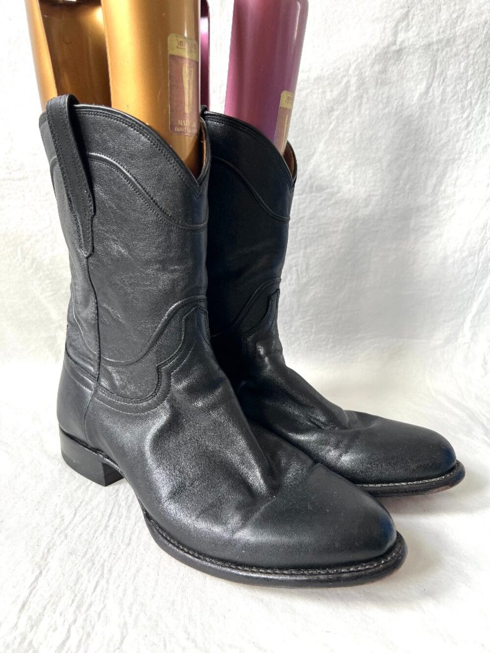 Tecovas boots Earl Roper midnight black leather pull on mens 11 EE wide western